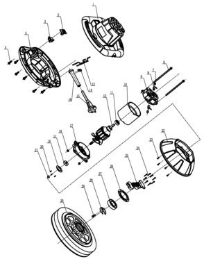 Default Diagram and Parts List for KP12K-B2 Type 1 Black and Decker Sander Polisher